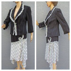 Sz 6 Alberto Makali 2 piece set, 36" bust, Fully lined blazer, Asymmetric skirt